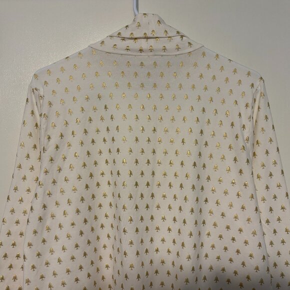 The Talbots Tee Women's Plus Mini Evergreens Turtleneck Shirt Top 2X Cream/Gold - Picture 5 of 9